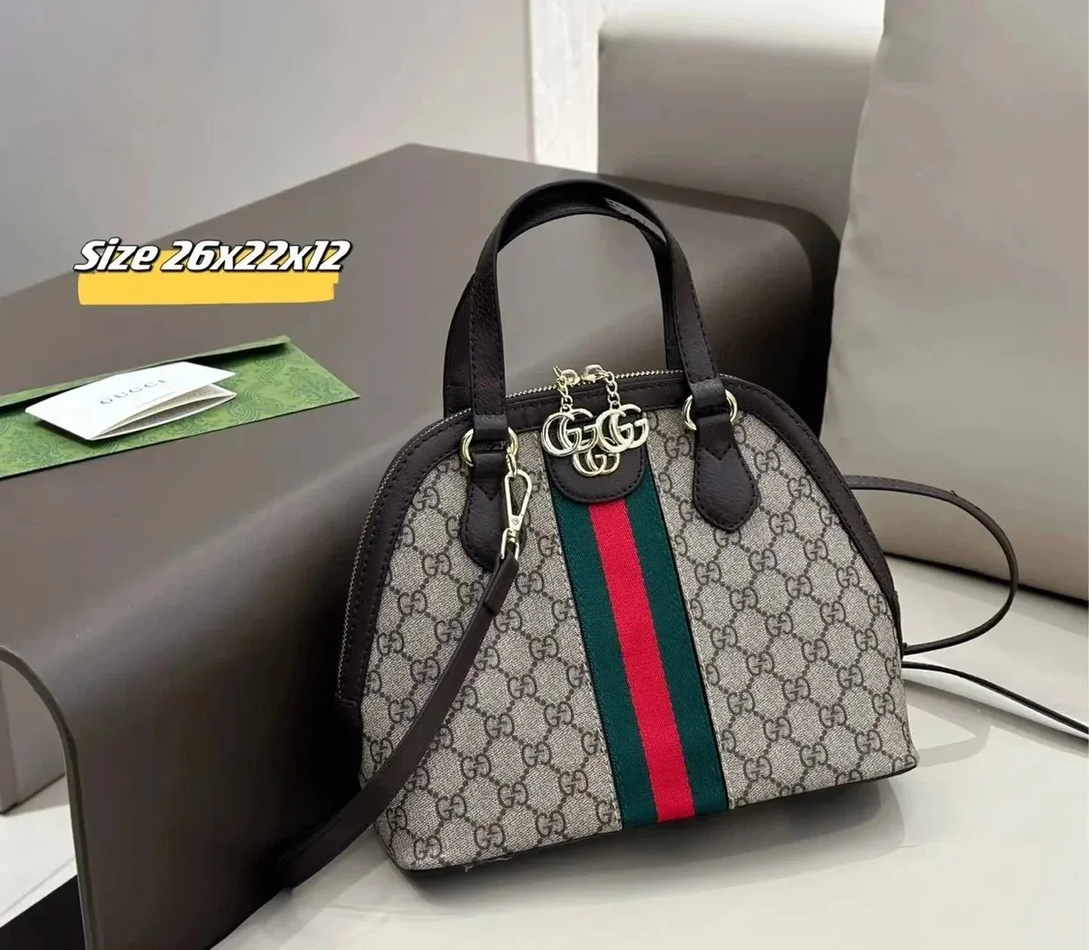 Gucci Gucci GG Supreme Web Stripe Tote Bag Beige - 1