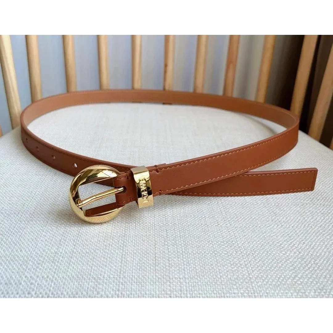 Other Belt Brown Leather with Gold Buckle Brown - 1