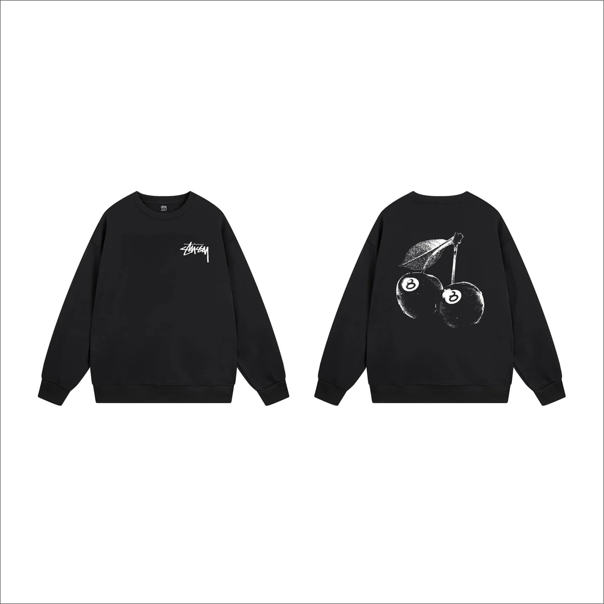 Stussy Stussy Stüssy Cherry Print Crewneck Sweatshirt Black Black - 1
