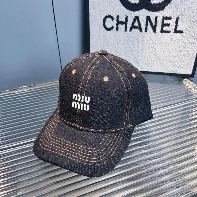 Miu Miu Miu Miu Black/Yellow Denim Baseball Cap Black