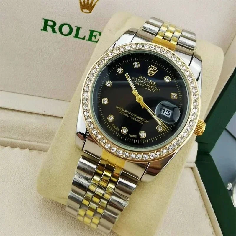 Rolex Rolex Datejust Black Diamond Bezel Stainless Steel Watch Silver - 1