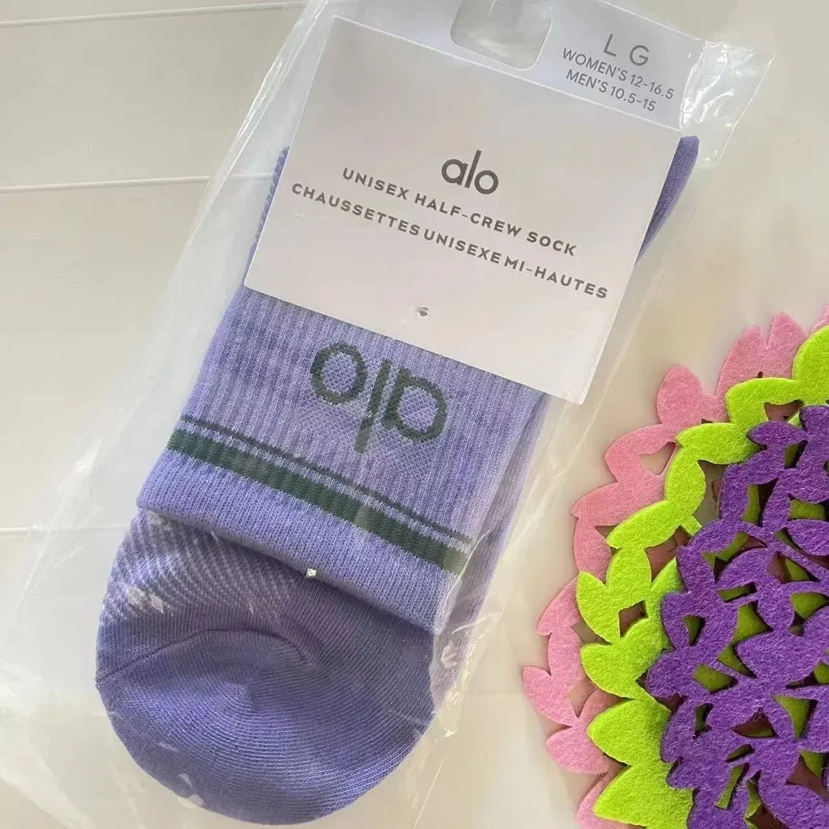 Alo Yoga Alo Yoga Purple Half-Crew Sock Purple - 1