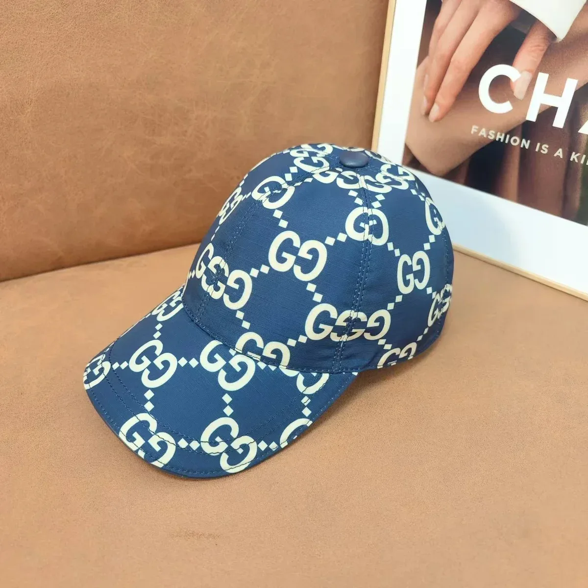 Gucci Gucci GG Supreme Navy/White Monogram Baseball Cap Navy