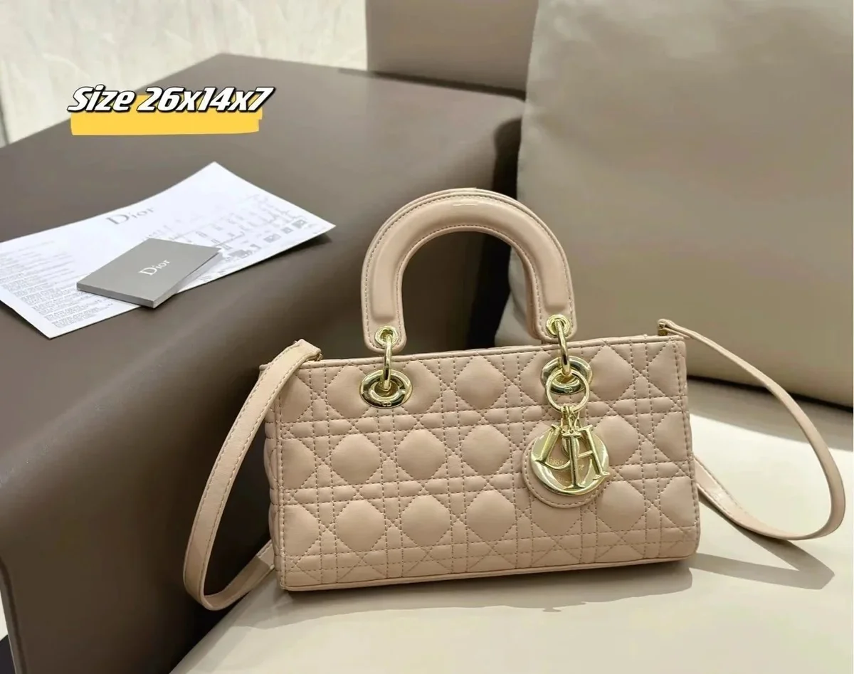 Dior Dior Lady Dior Beige Quilted Leather Handbag Beige - 1