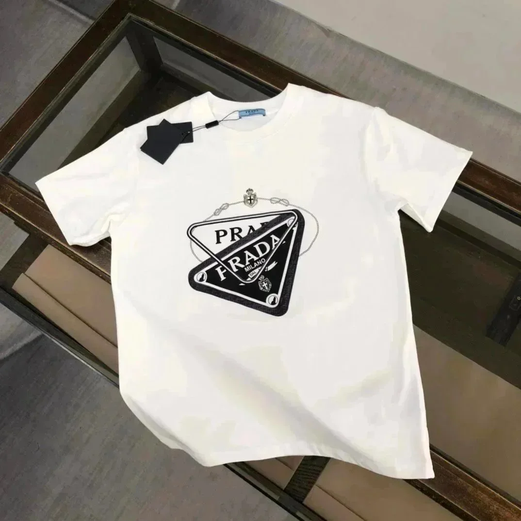 Prada Prada White Triangle Logo T-Shirt White