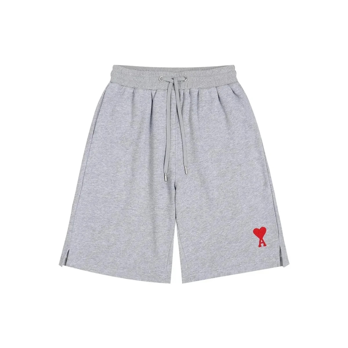 Ami Paris Ami Paris Grey Heart Logo Cotton Shorts Grey - 1