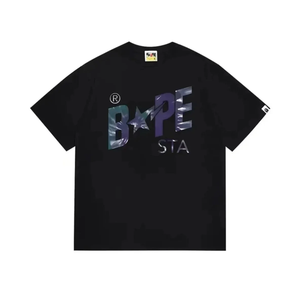 A Bathing Ape BAPE BAPE STA Holographic Black T-Shirt Black - 1