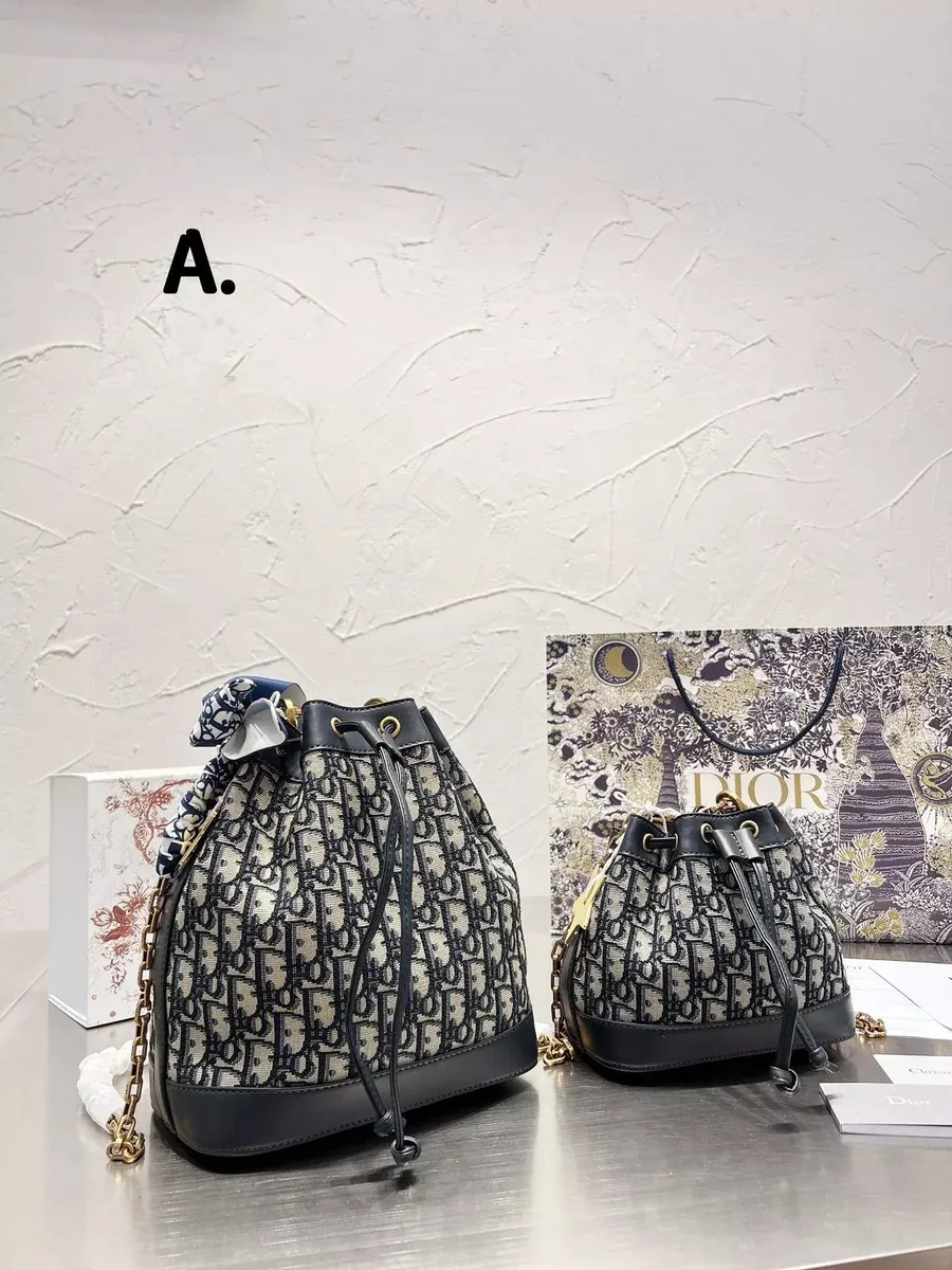 Dior Dior Lady Dior Monogram Bucket Bag Black/Beige Black - 1