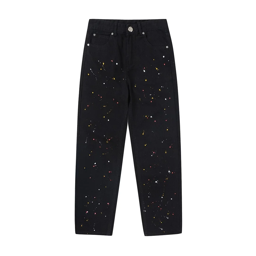 Other Unisex Paint Splatter Jeans Black Black - 1