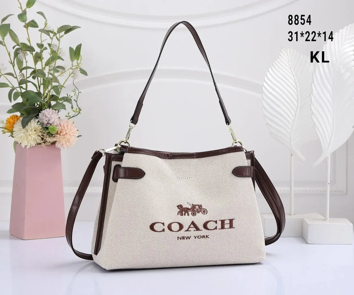Coach Coach New York Canvas Tote Bag Beige/Brown Beige - 1