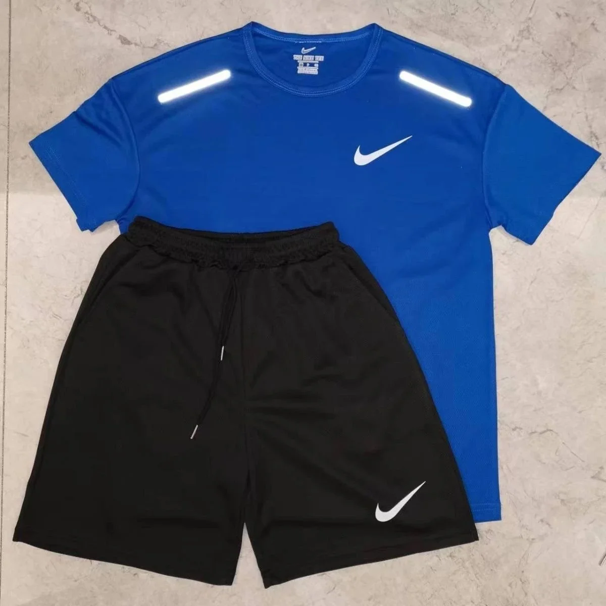 Nike Nike Dri-FIT Reflective Quick-Dry Short-Sleeve Set Deep Blue Navy