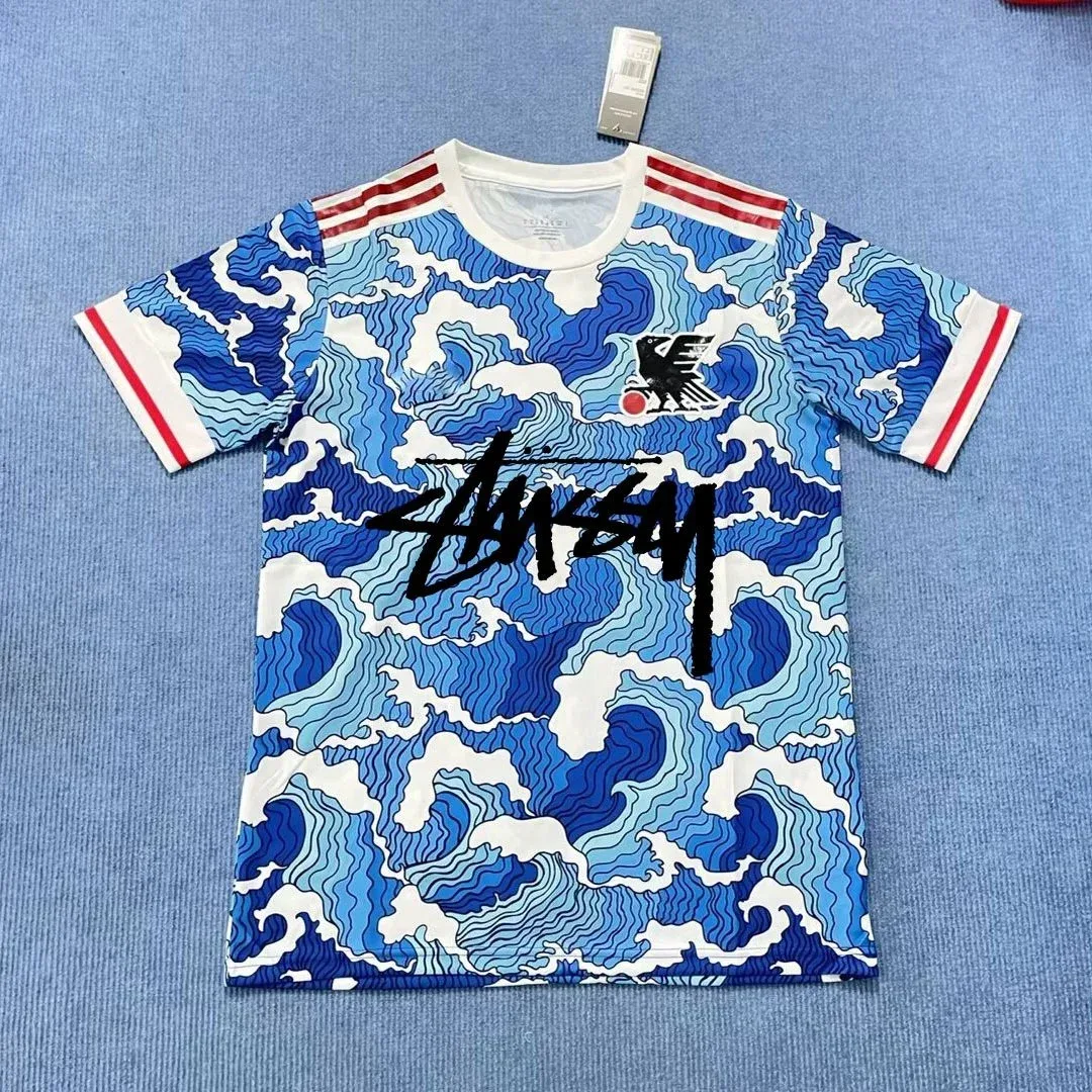 Stussy Stussy Japanese Waves Blue Signature Jersey T-Shirt Blue - 1