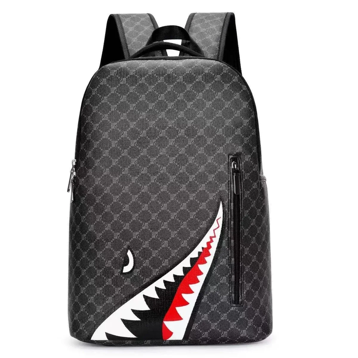 Other Unisex Shark Print Backpack - Black Black - 1