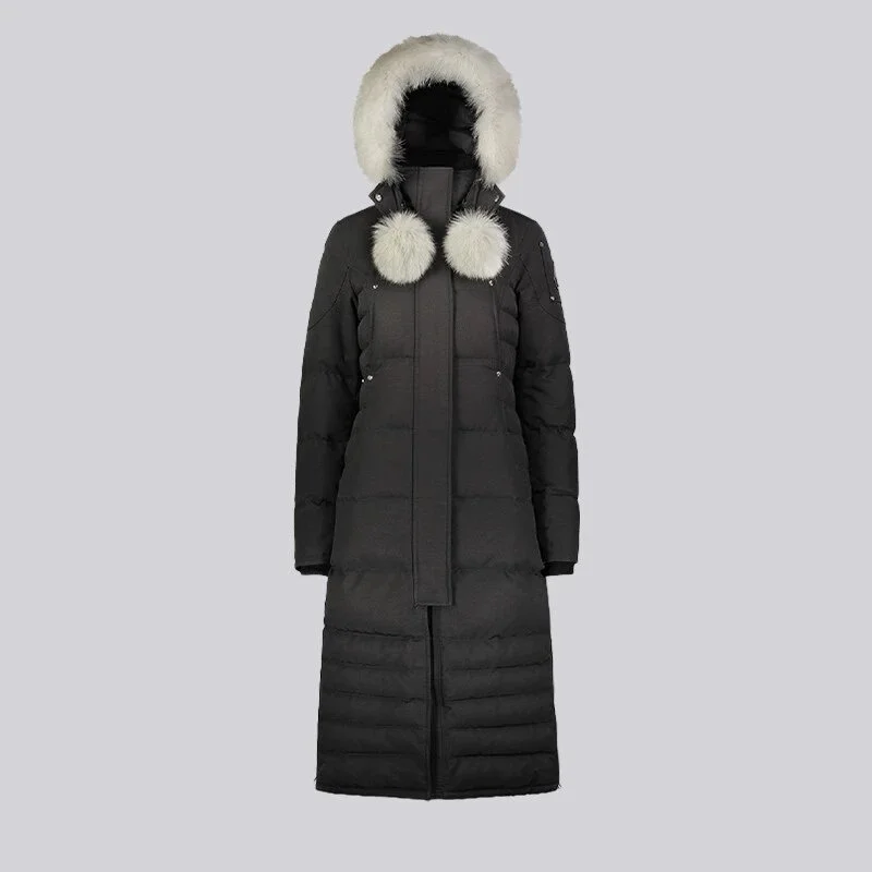 Other Black/Natural Fox Fur Long Winter Coat Black - 1