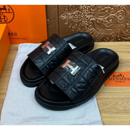 Hermès Hermès Hermès H Black Slide Sandals Black