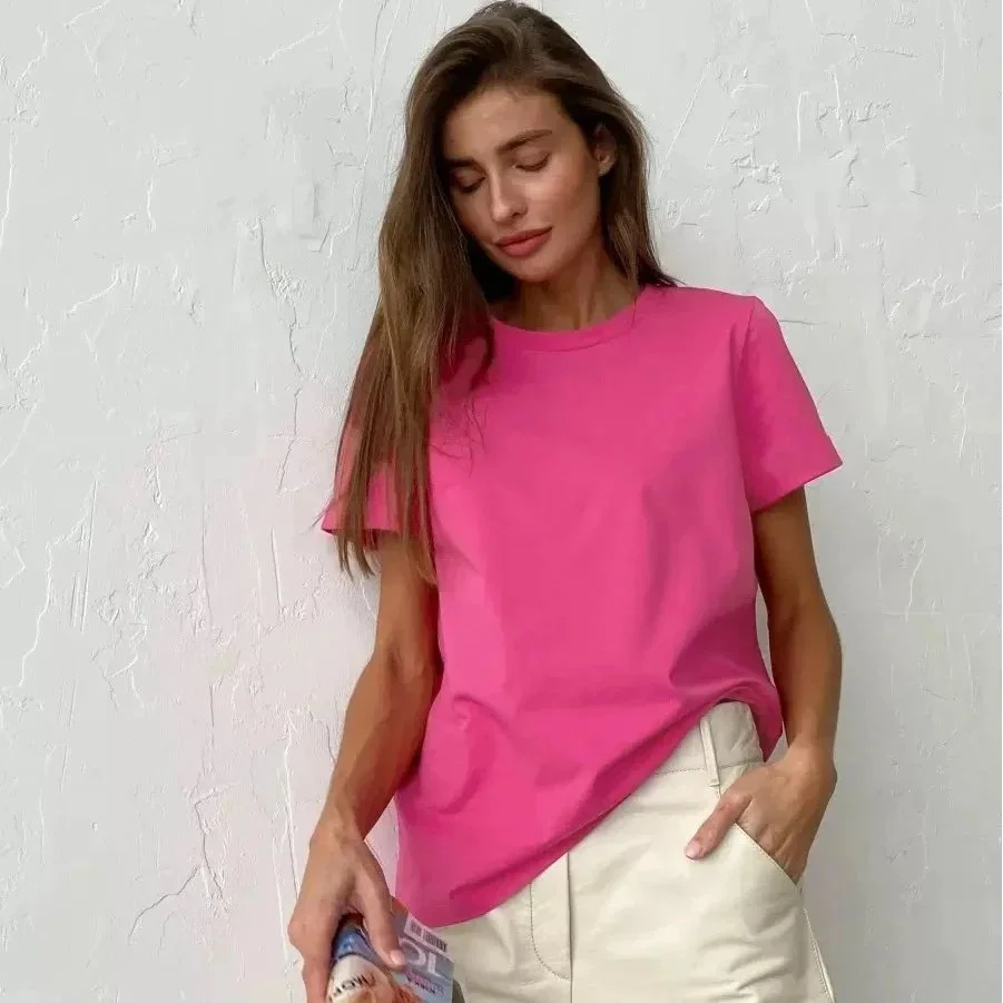 Other Solid Pink T-Shirt Casual Top Pink - 1