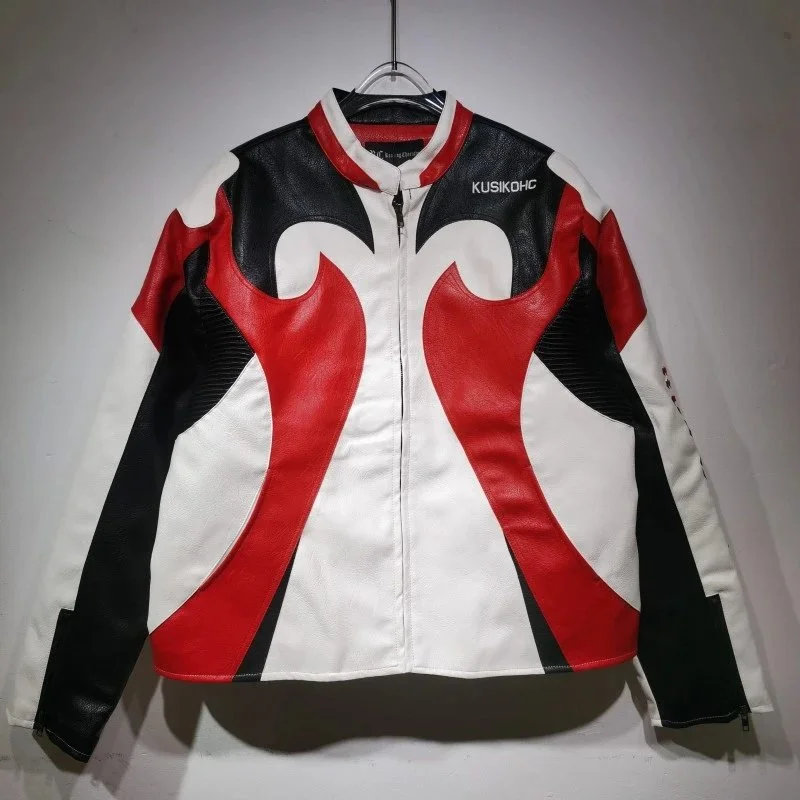 Maison Mihara Yasuhiro Maison Mihara Yasuhiro KUSIKOHG White Red Leather Jacket White - 1
