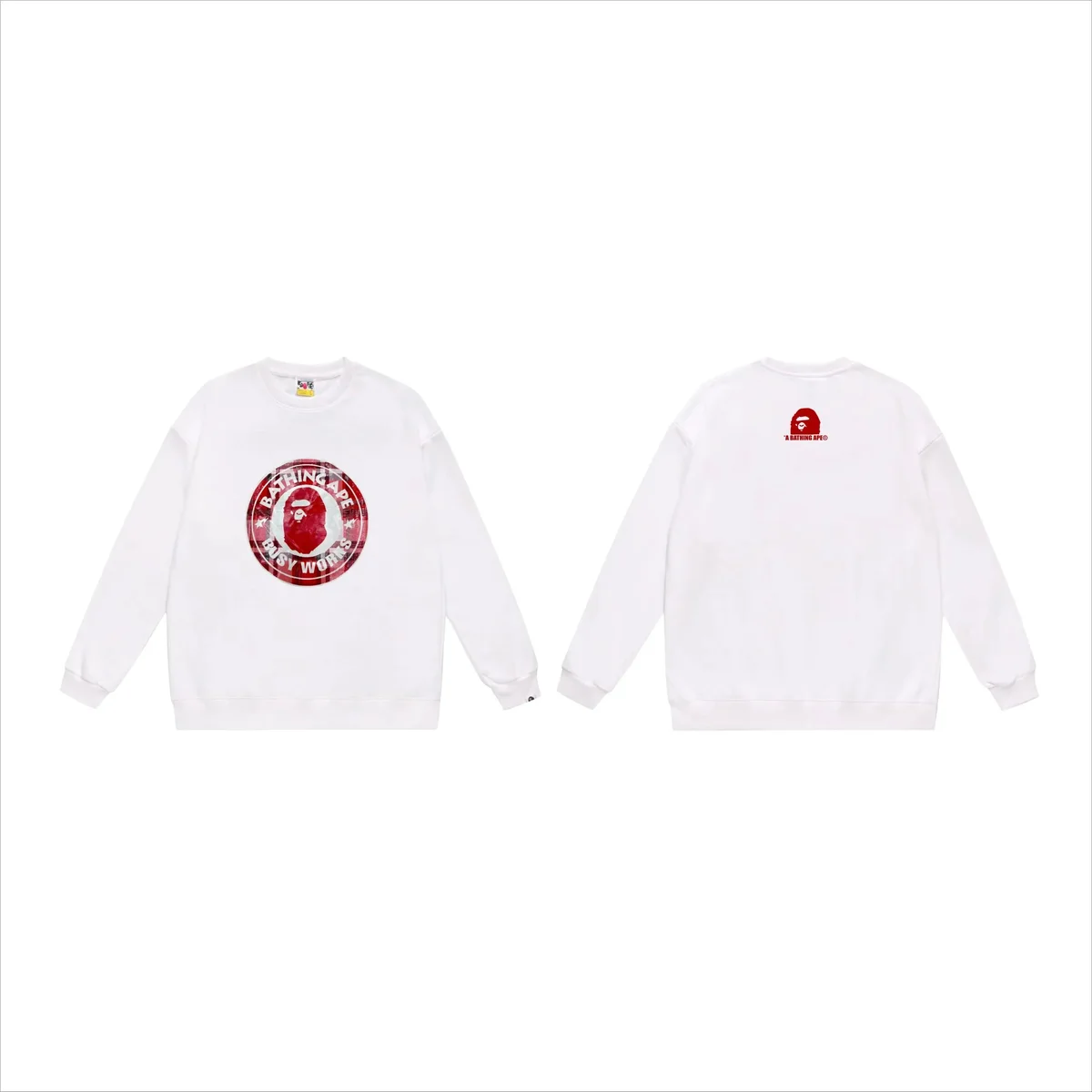 A Bathing Ape A Bathing Ape Busy Works White Crewneck Sweatshirt White - 1