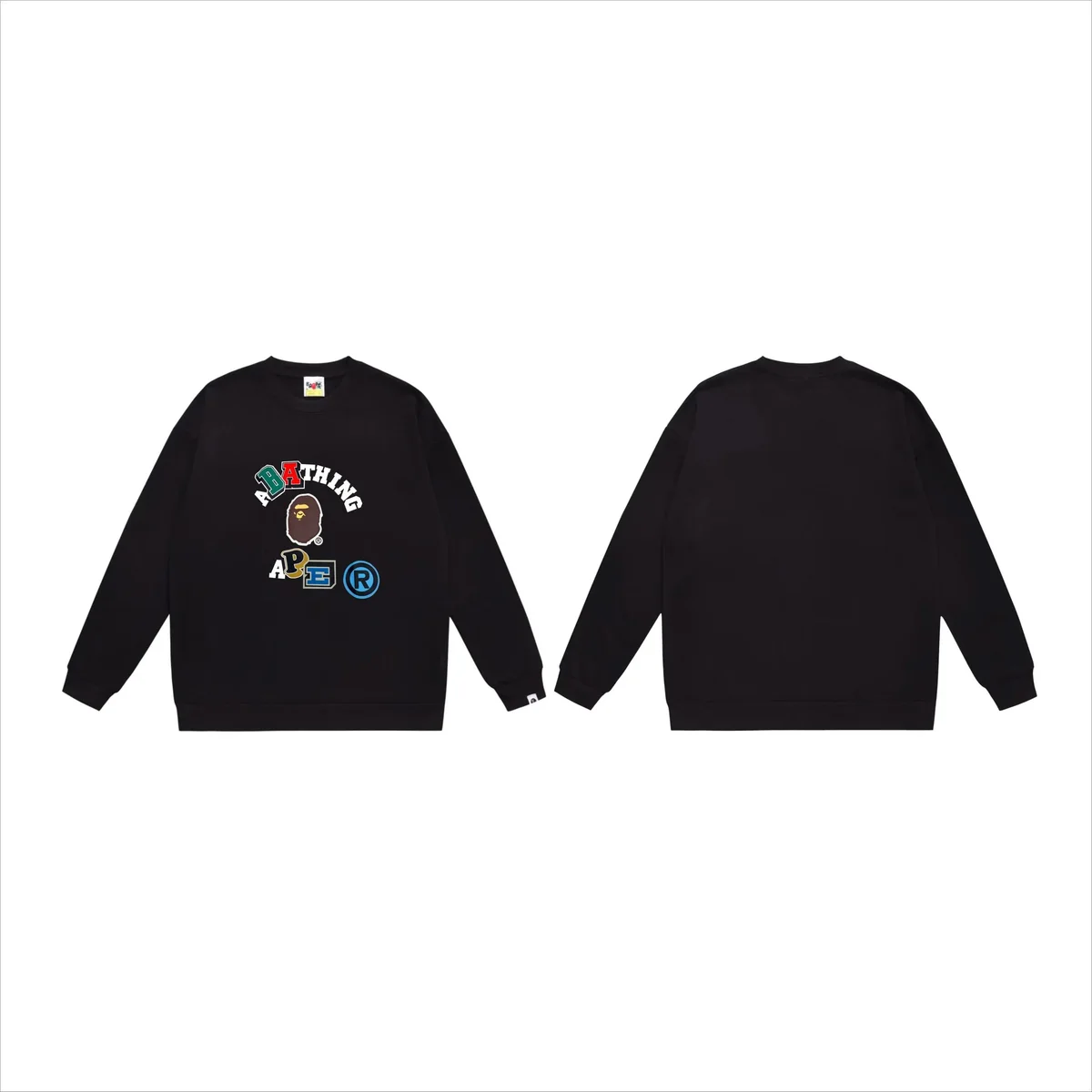 A Bathing Ape A Bathing Ape College Logo Crewneck Sweatshirt Black Black - 1