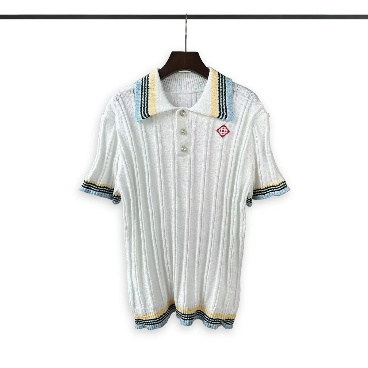 Other Striped White Polo Shirt with Embroidered Logo White - 1