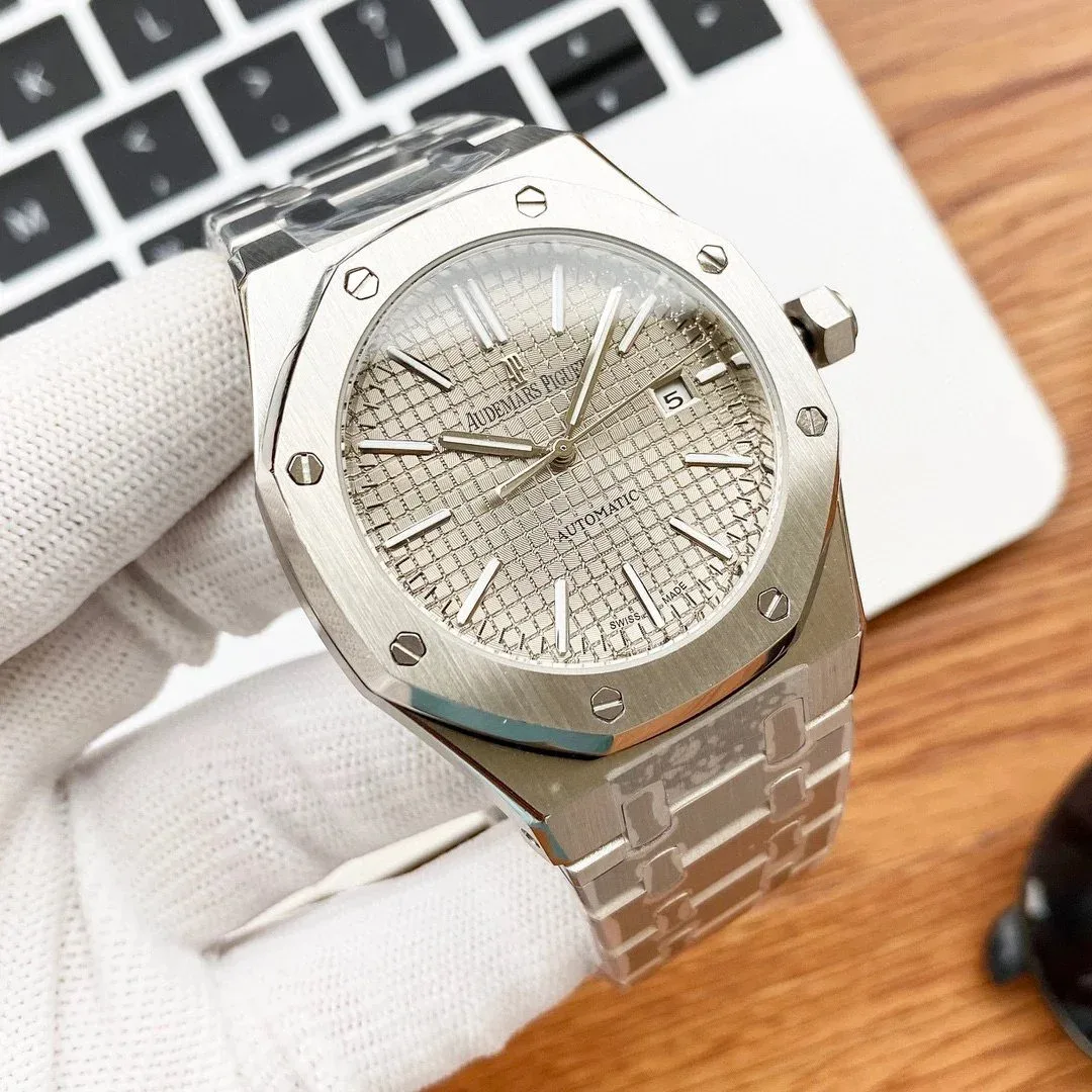 Audemars Piguet Audemars Piguet Royal Oak Silver Case Grey Dial Steel Band Watch Silver - 1