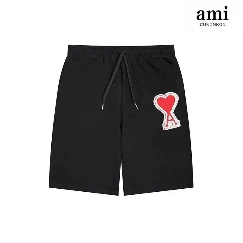 Ami Paris Ami Black & Red AMI Heart Shorts Black - 1