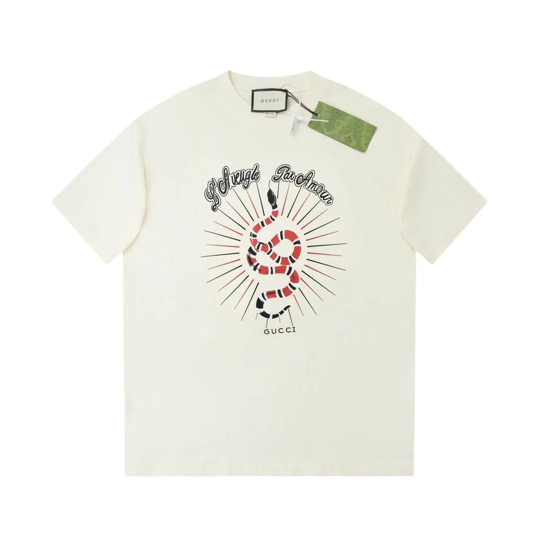 Gucci Gucci Snake Print T-Shirt Cream Cream - 1