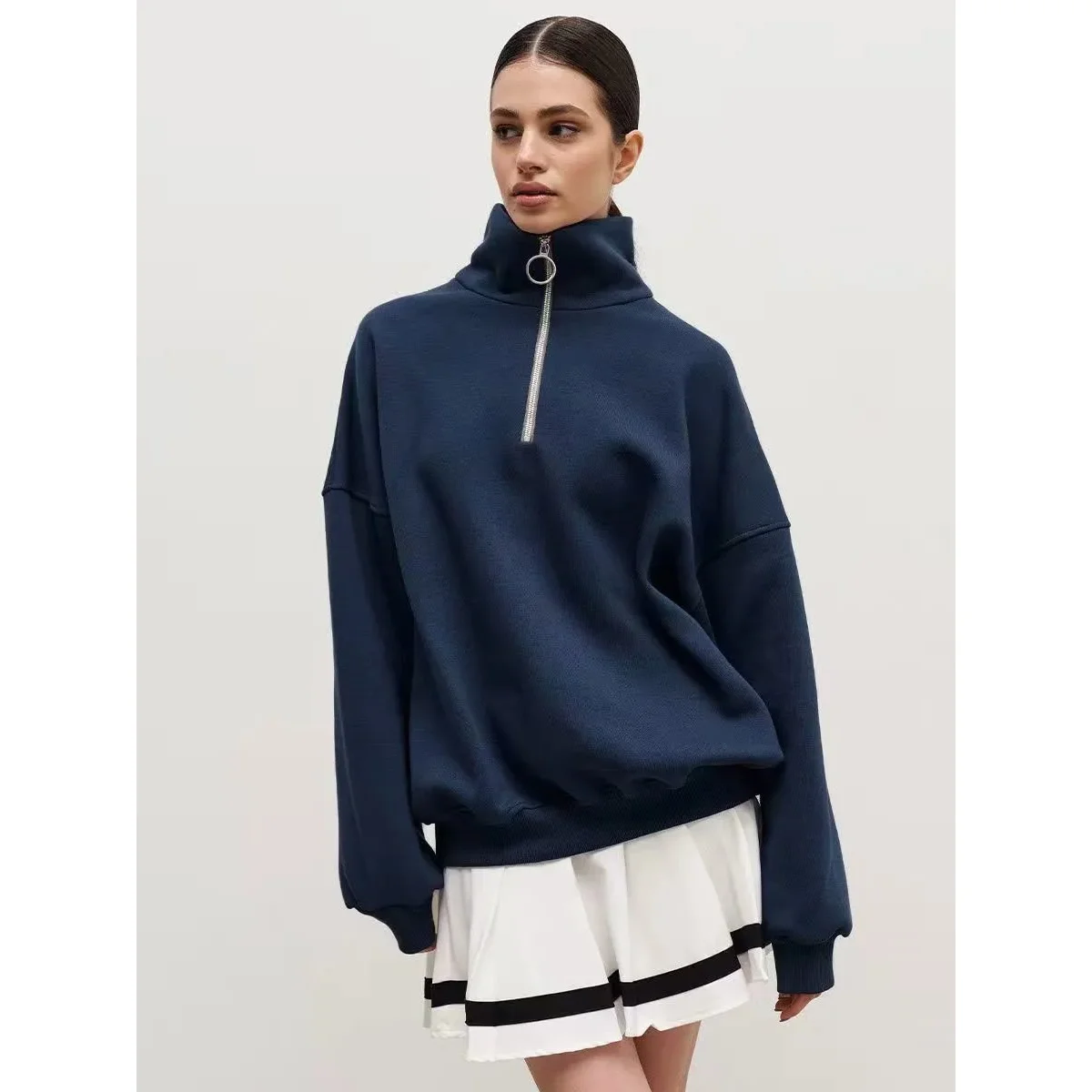 Other Oversized Navy Half-Zip Sweatshirt Navy - 1