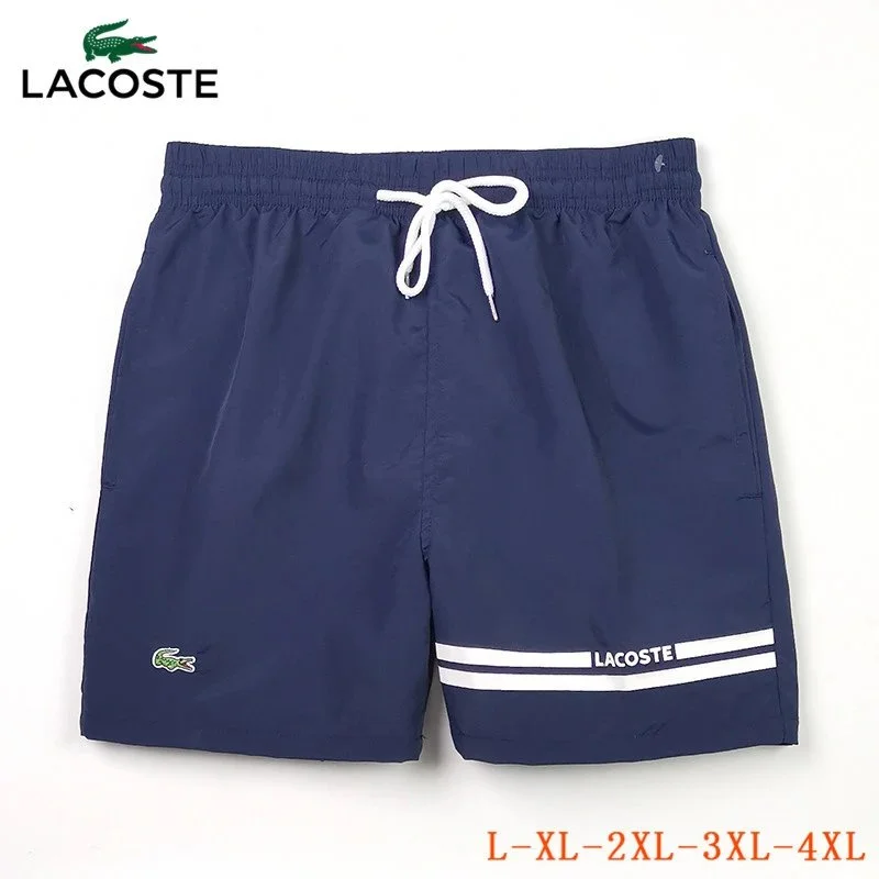 Lacoste Lacoste Navy Blue Shorts with White Stripes Navy - 1