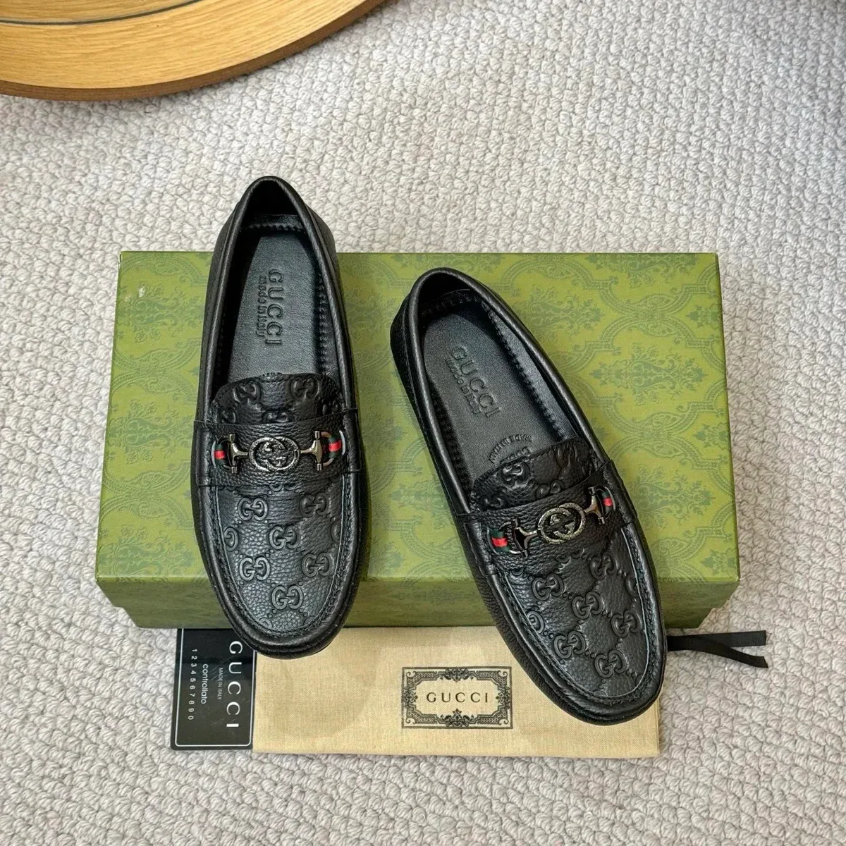Gucci Gucci GG Horsebit Loafers Black Leather Men's Shoes Black - 1