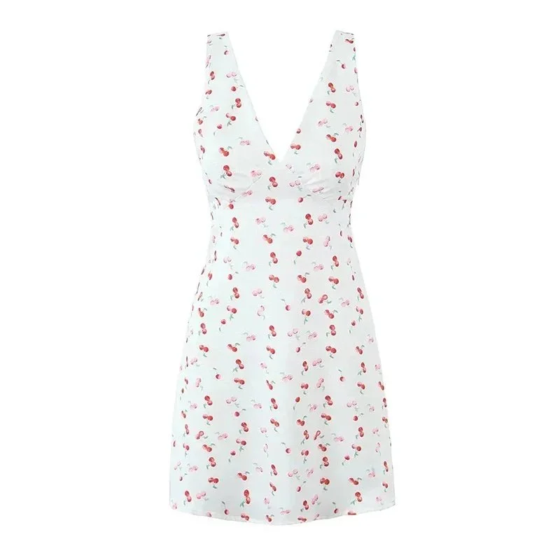 Other White Cherry Print Mini Dress White - 1