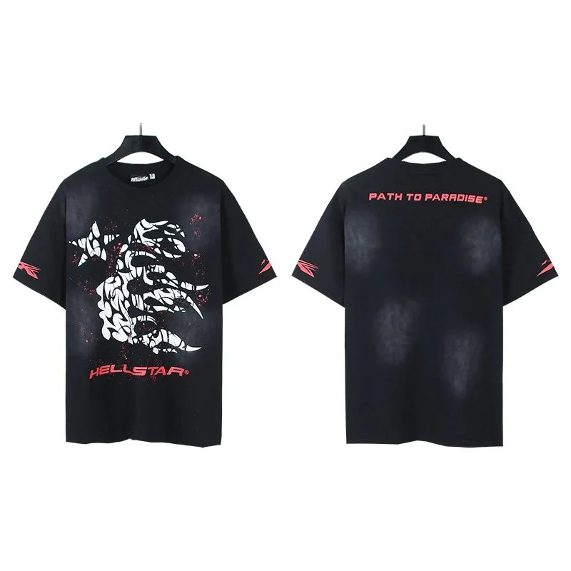 Hellstar Hellstar Black Red White Graphic T-Shirt Black - 1