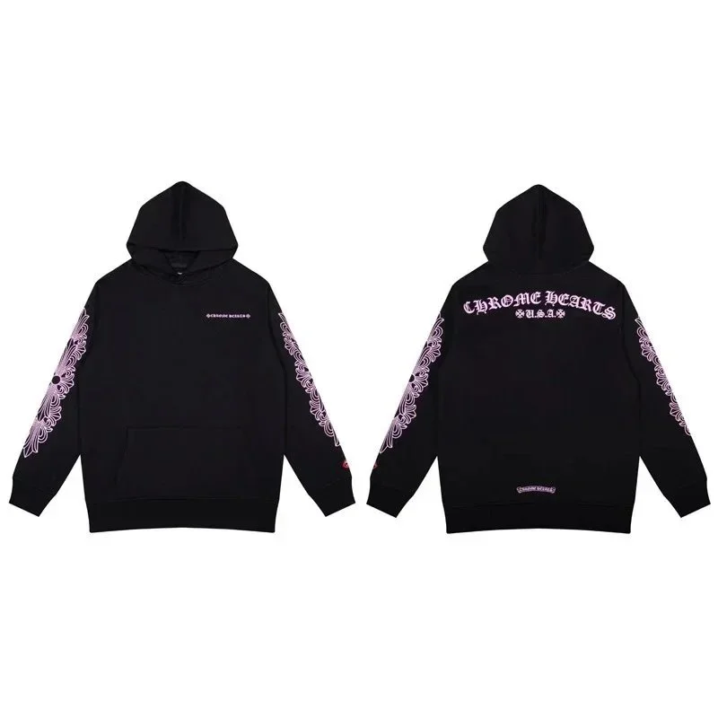 Chrome Hearts Chrome Hearts Floral Cross Embroidered Black Hoodie Black