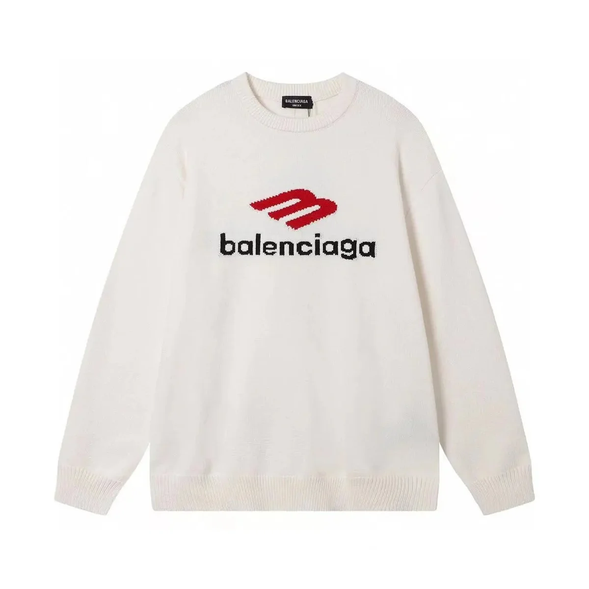 Balenciaga Balenciaga White Logo Knit Sweater White - 1