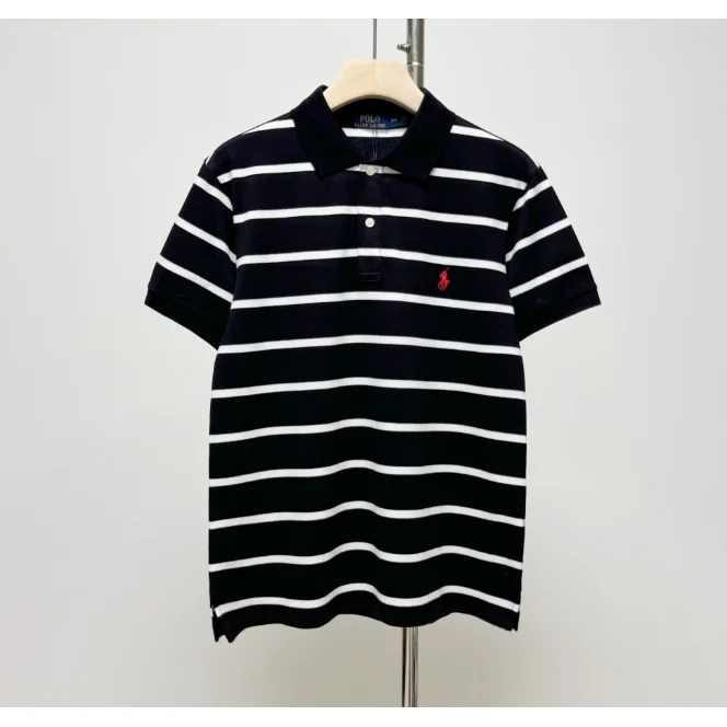Polo Ralph Lauren Polo Ralph Lauren Classic Logo Striped Polo Shirt Navy - 1