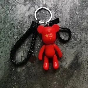Other Red Bear Keychain with Chinese Flag Detail Red - 1