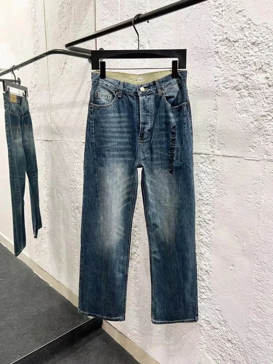 Balenciaga Balenciaga Logo Print Blue Jeans Blue