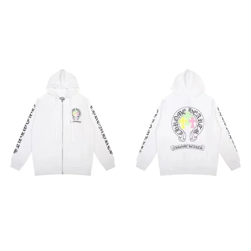 Chrome Hearts Chrome Hearts CH Cross Zip-Up Hoodie White White - 1