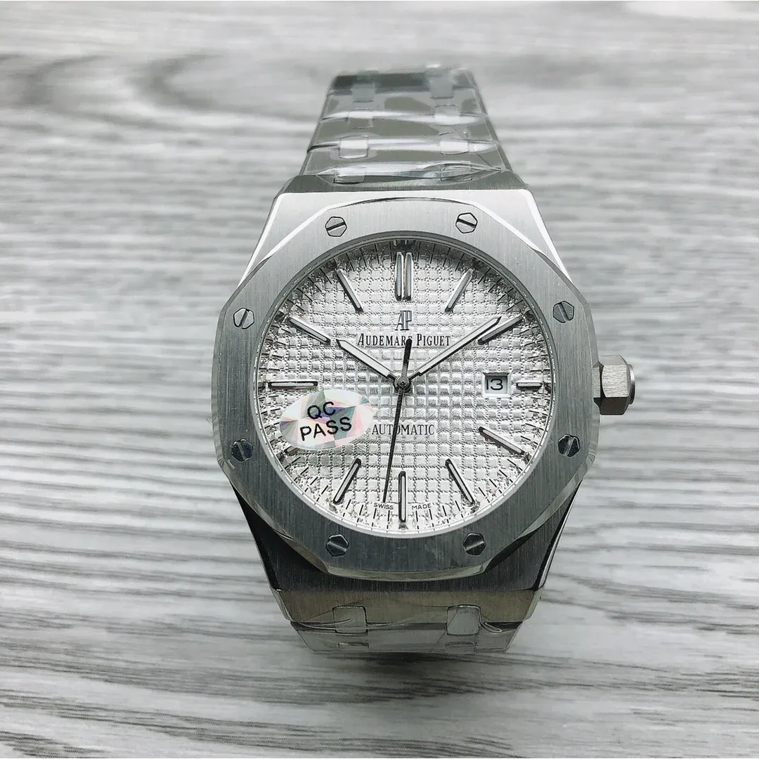 Audemars Piguet Audemar Piguet Royal Oak Silver Case White Dial Steel Band Watch Silver