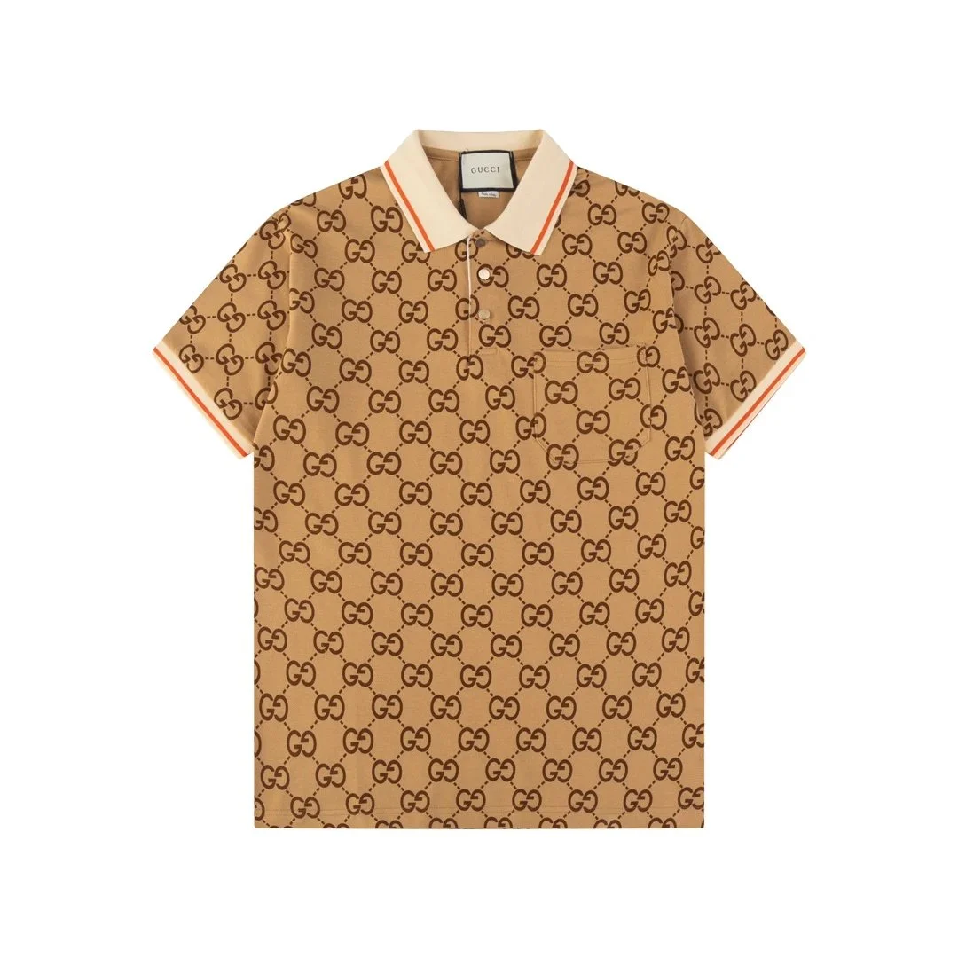 Gucci Gucci GG Supreme Beige/Orange Trim Polo Shirt Beige