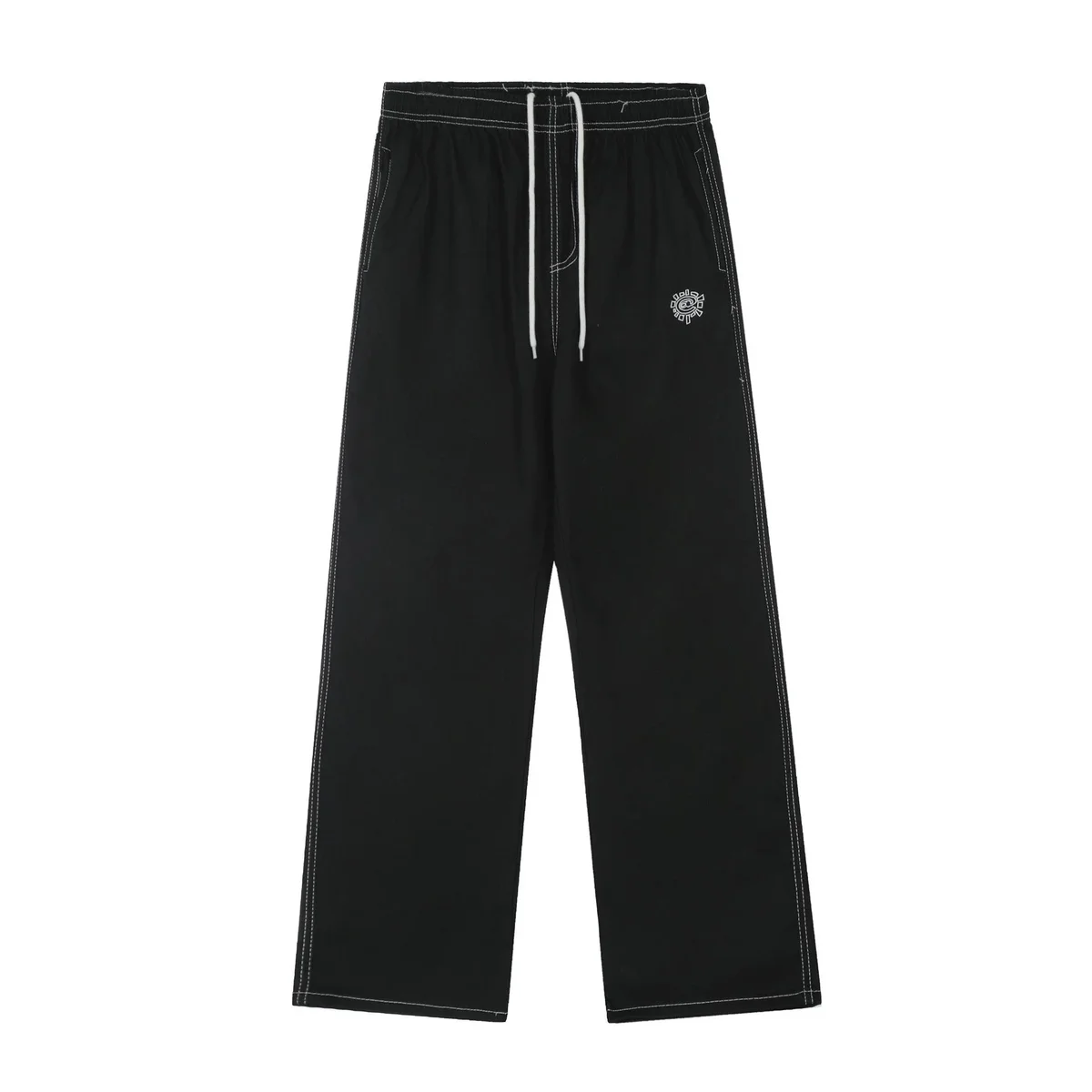 Other Unisex Black Contrast Stitch Track Pants Black - 1