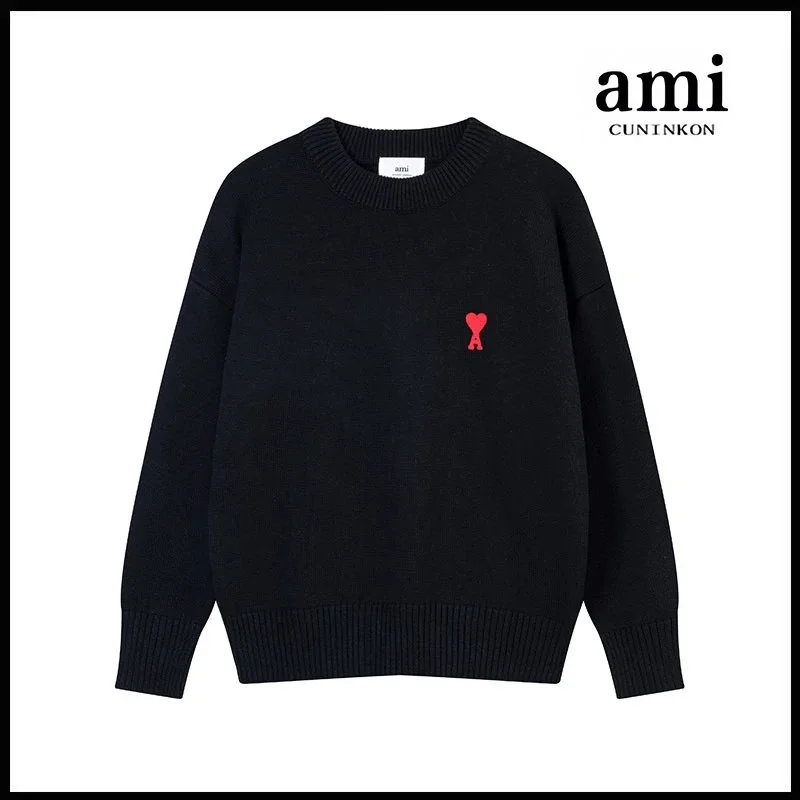 Ami Paris ami CUNINKON Black Heart Knit Sweater Black - 1
