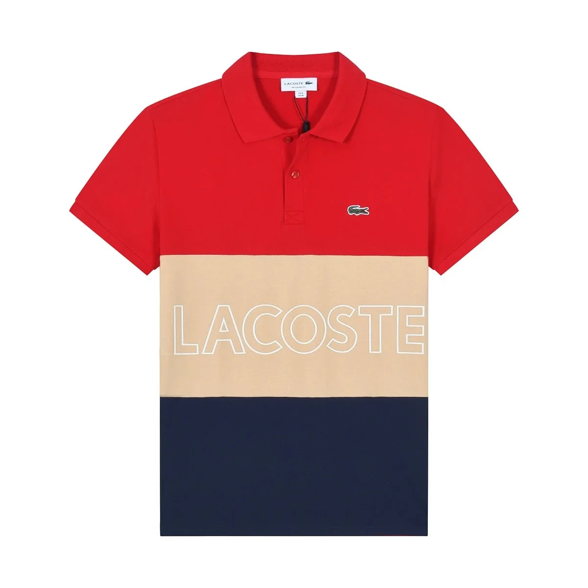 Lacoste Lacoste Color Block Polo Shirt Red/Navy/Beige Red - 1
