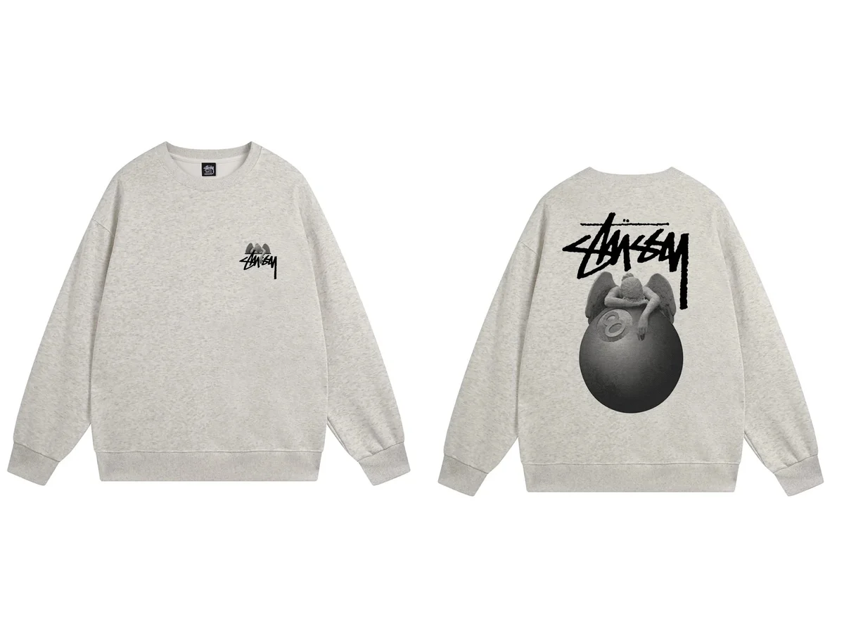 Stussy Stussy Stüssy Angel Print Crewneck Sweatshirt Grey - 1