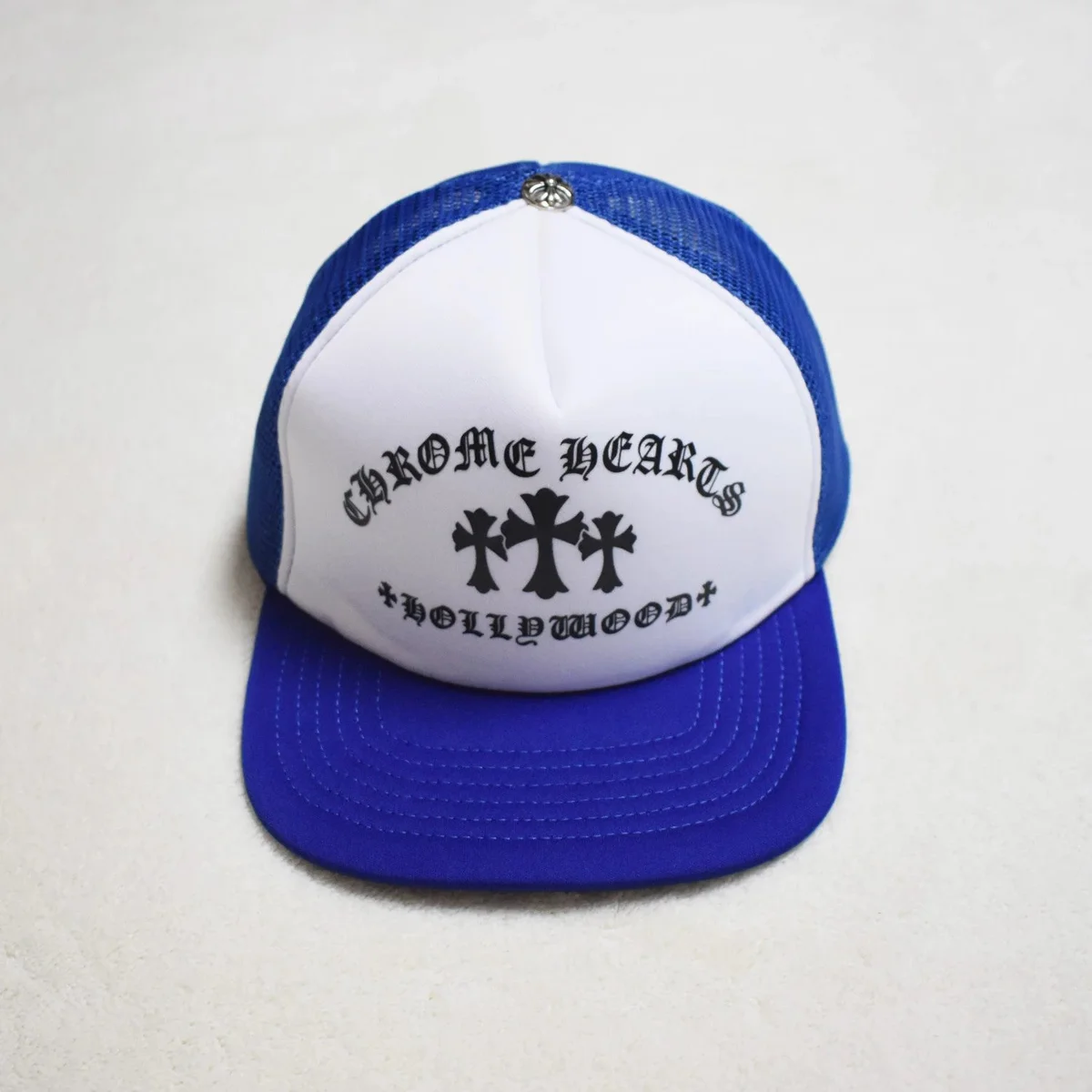 Chrome Hearts Chrome Hearts Hollywood Blue & White Trucker Cap Blue - 1