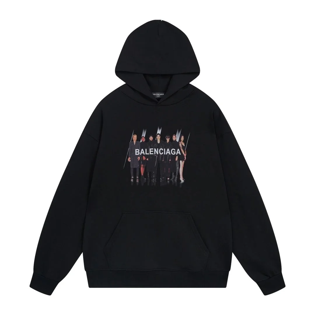 Balenciaga Balenciaga Group Photo Print Hoodie - Black Black