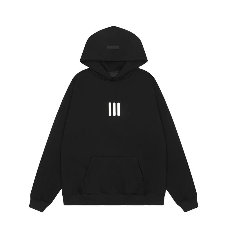 Adidas Adidas Three Stripes Black Silicone Logo Hoodie Black