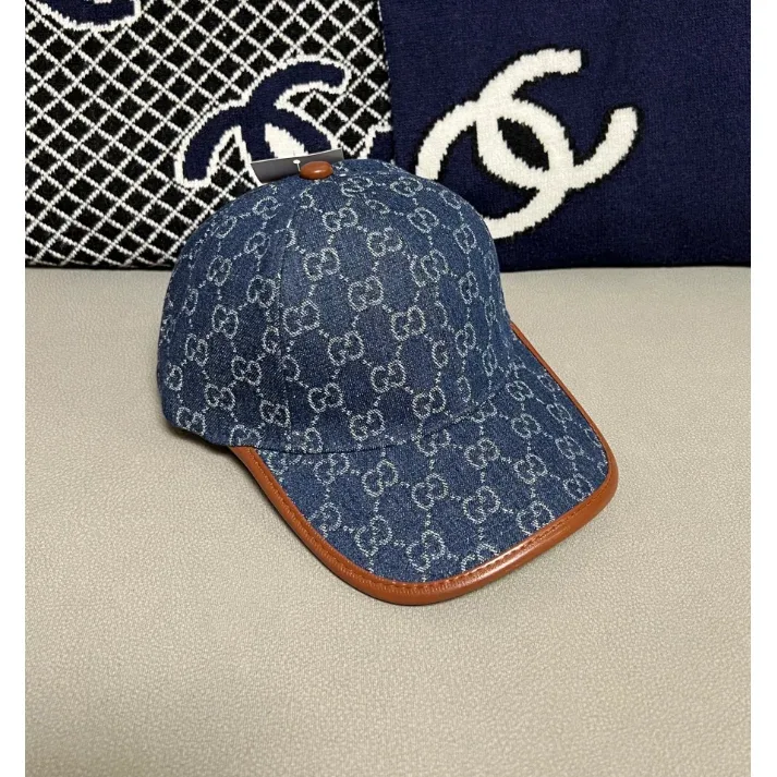Gucci Gucci Interlocking G Denim Blue/Brown Baseball Cap Blue