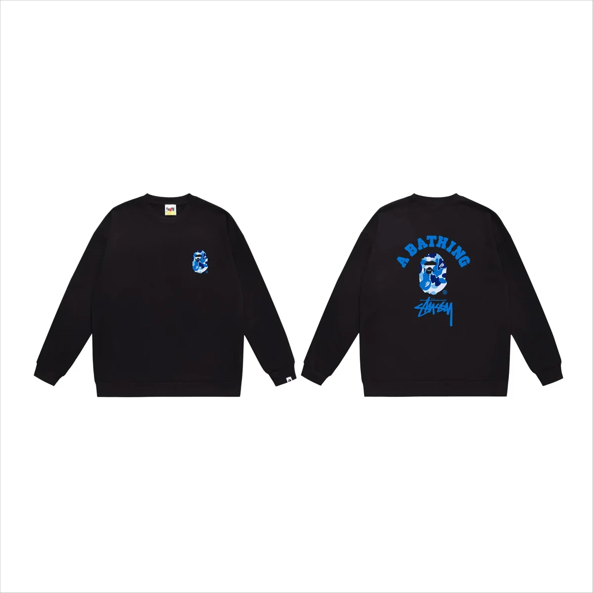 A Bathing Ape A Bathing Ape ABC Camo Blue Black Crewneck Sweatshirt Black - 1