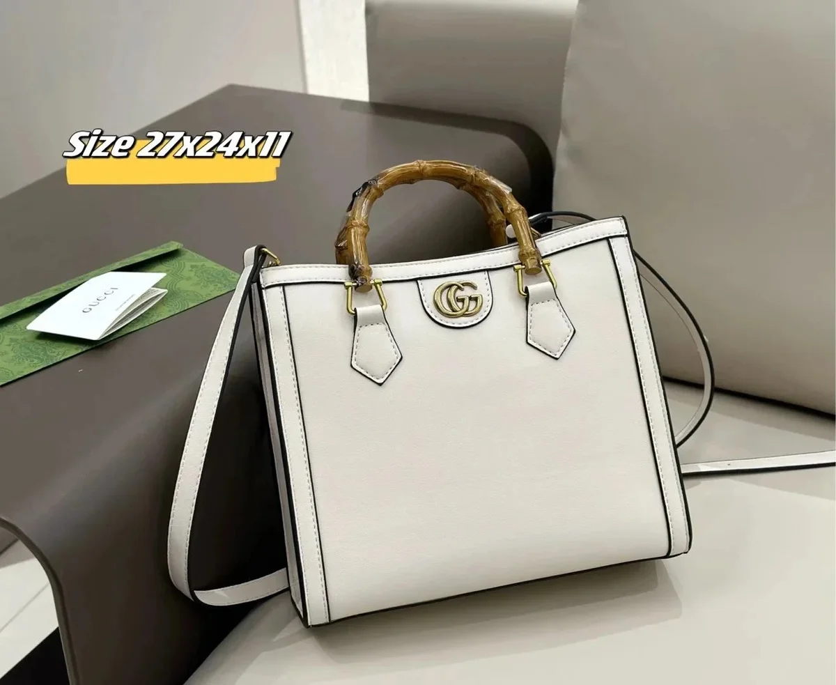 Gucci Gucci GG Marmont White Bamboo Handle Tote Bag White - 1